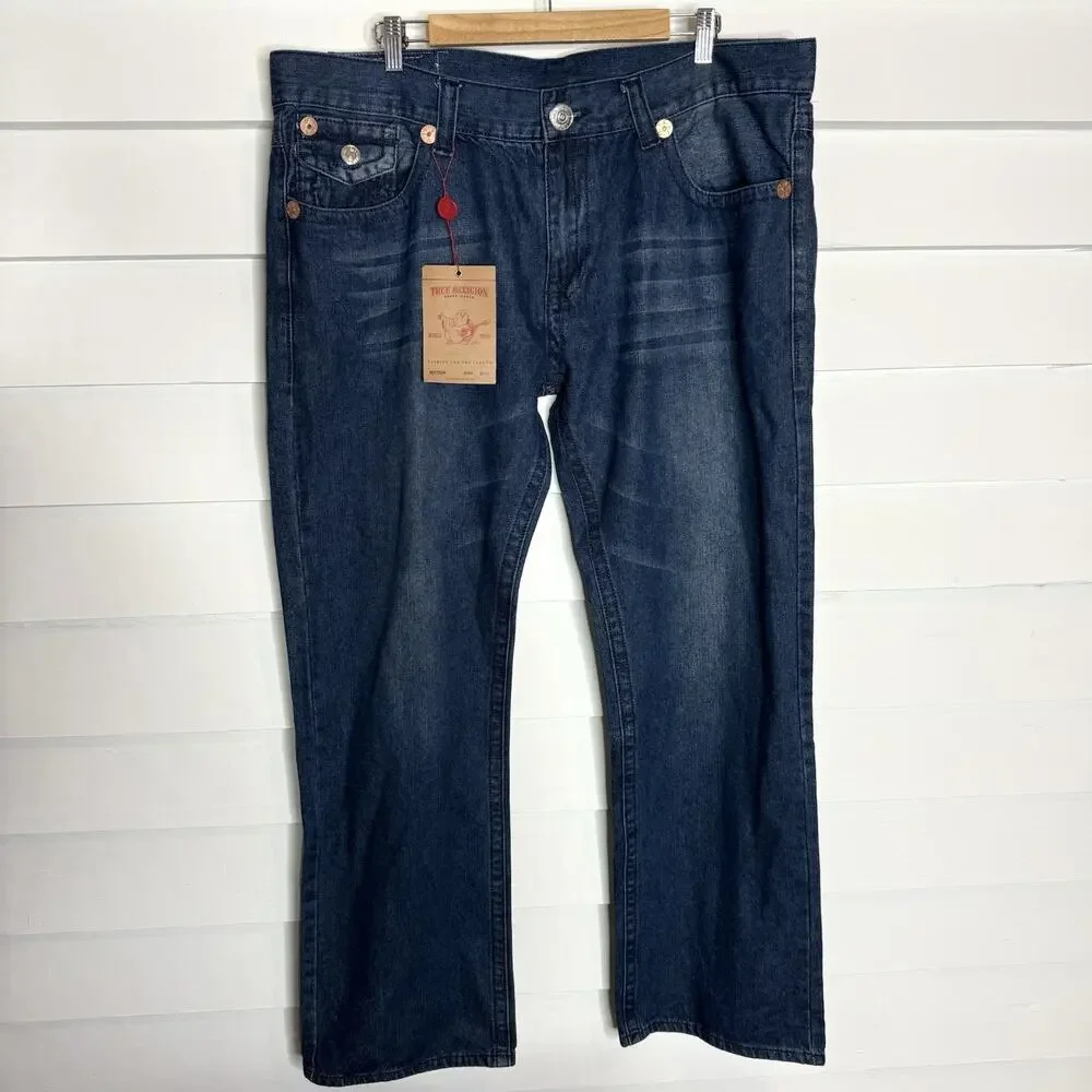 TRUE RELIGION BILLY SUPER T Big Flap Bootcut Relaxed Men's Jeans 42 x 33 NWT